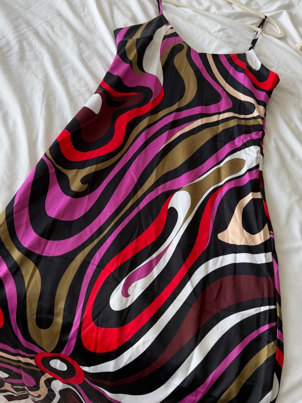 Emilio Pucci Khaki, Fuchsia & Black Swirl Maxi Slip Dress - Picture 3 of 5